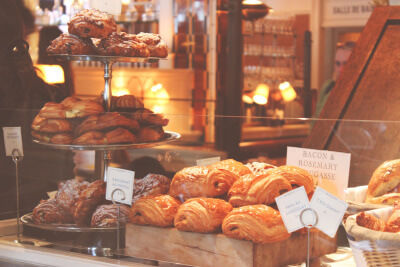 Baked goods in a window